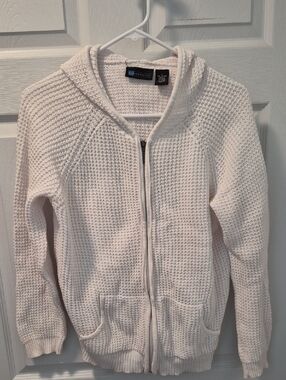Relativity Cream Waffle-Knit Zip Hoodie